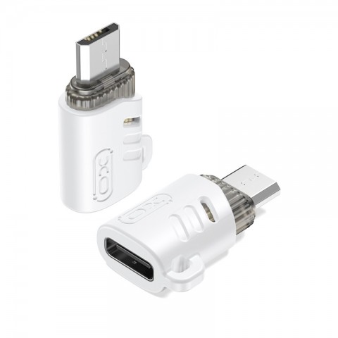 Perėjimas USB micro → USB C (K-L) baltas (white) XO NB256H